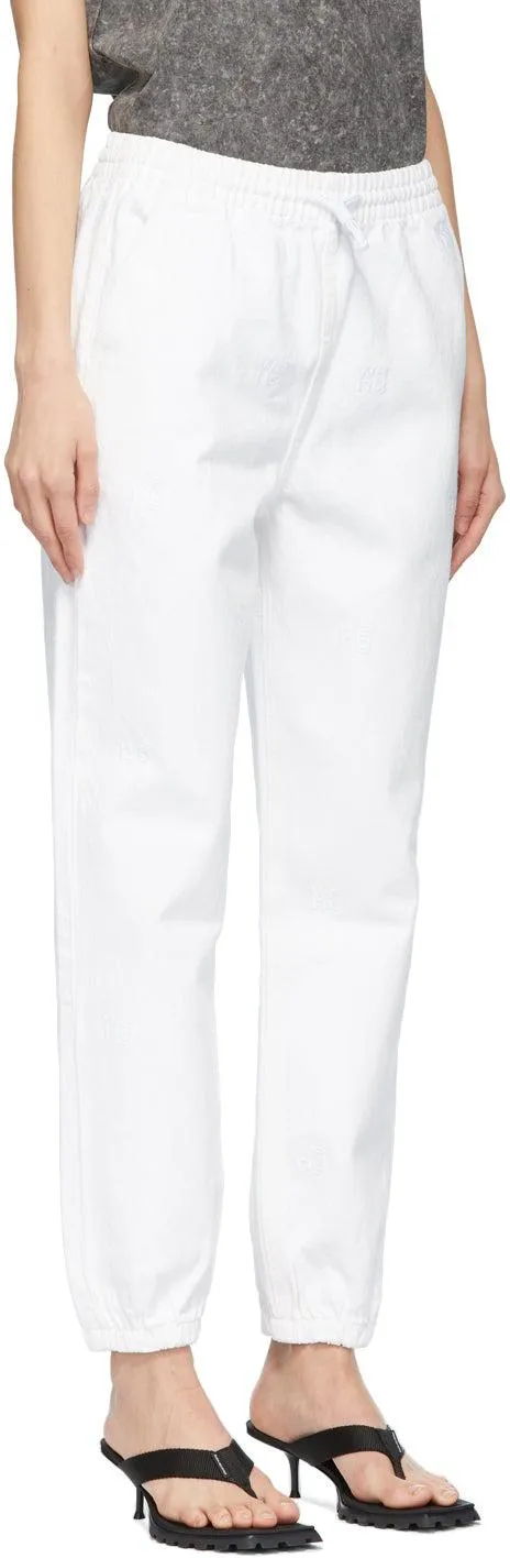 Alexander Wang White Embroidered Logo Jogger Jeans
