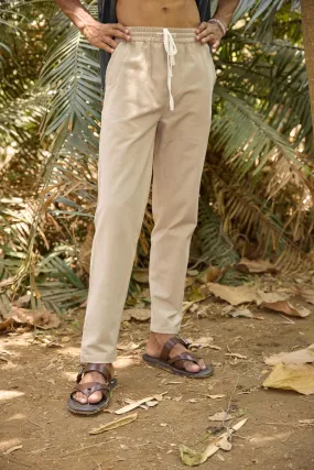 Beige Relaxed Fit Men's Trouser