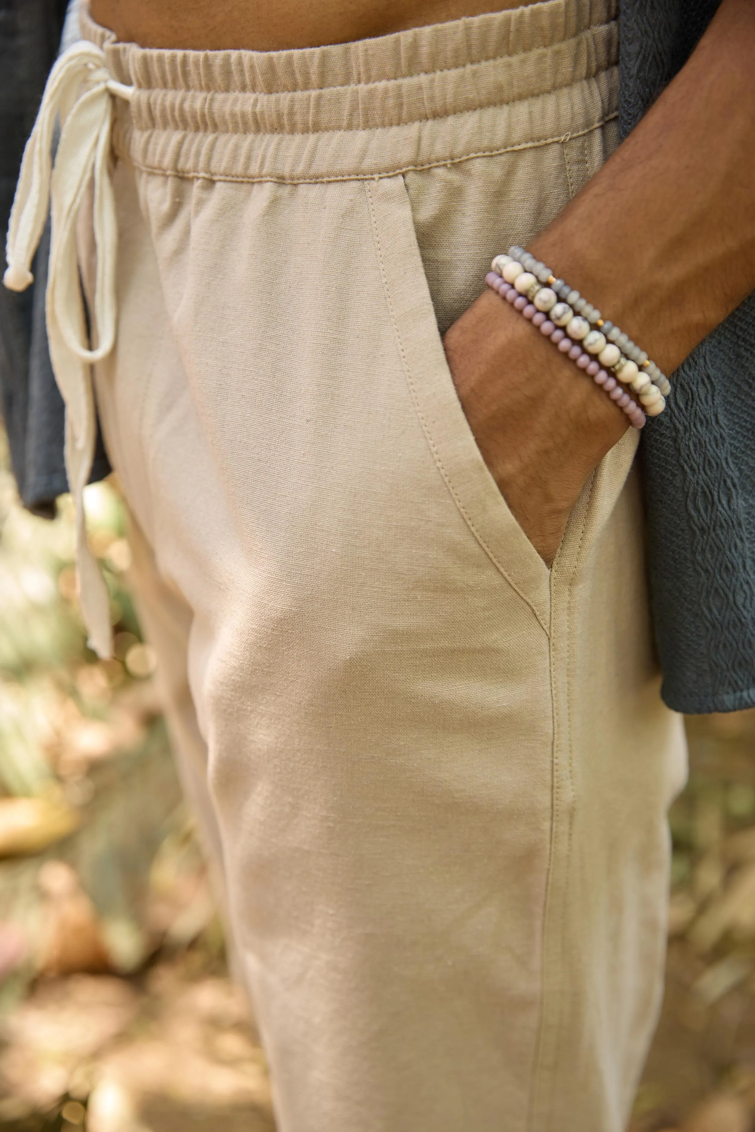 Beige Relaxed Fit Men's Trouser