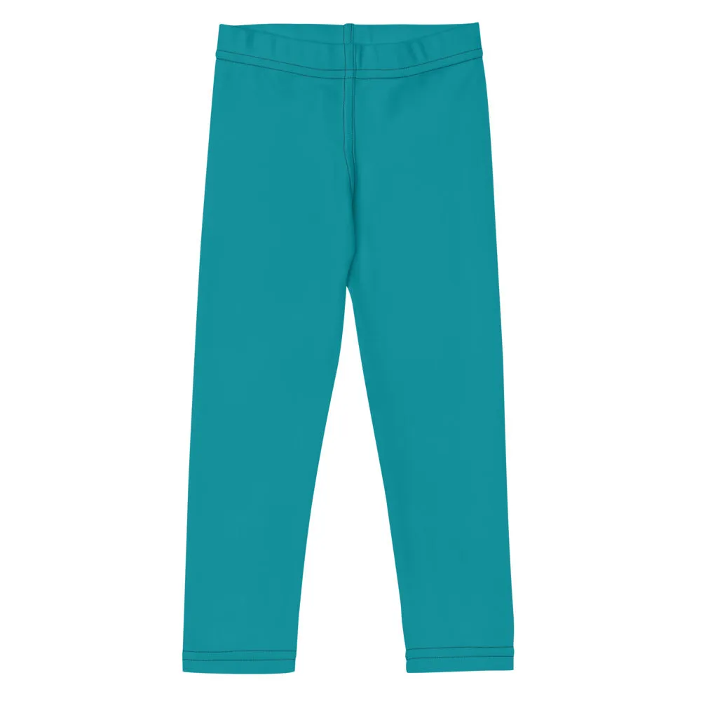Blue Solid Color Kid's Leggings, Premium Unisex Tights For Boys And Girls-Made in USA/EU/MX
