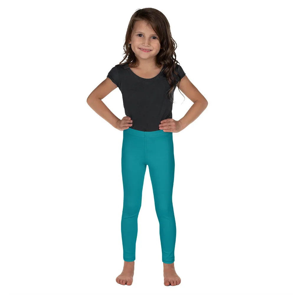 Blue Solid Color Kid's Leggings, Premium Unisex Tights For Boys And Girls-Made in USA/EU/MX