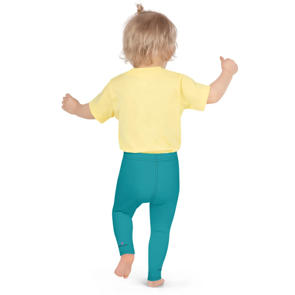 Blue Solid Color Kid's Leggings, Premium Unisex Tights For Boys And Girls-Made in USA/EU/MX