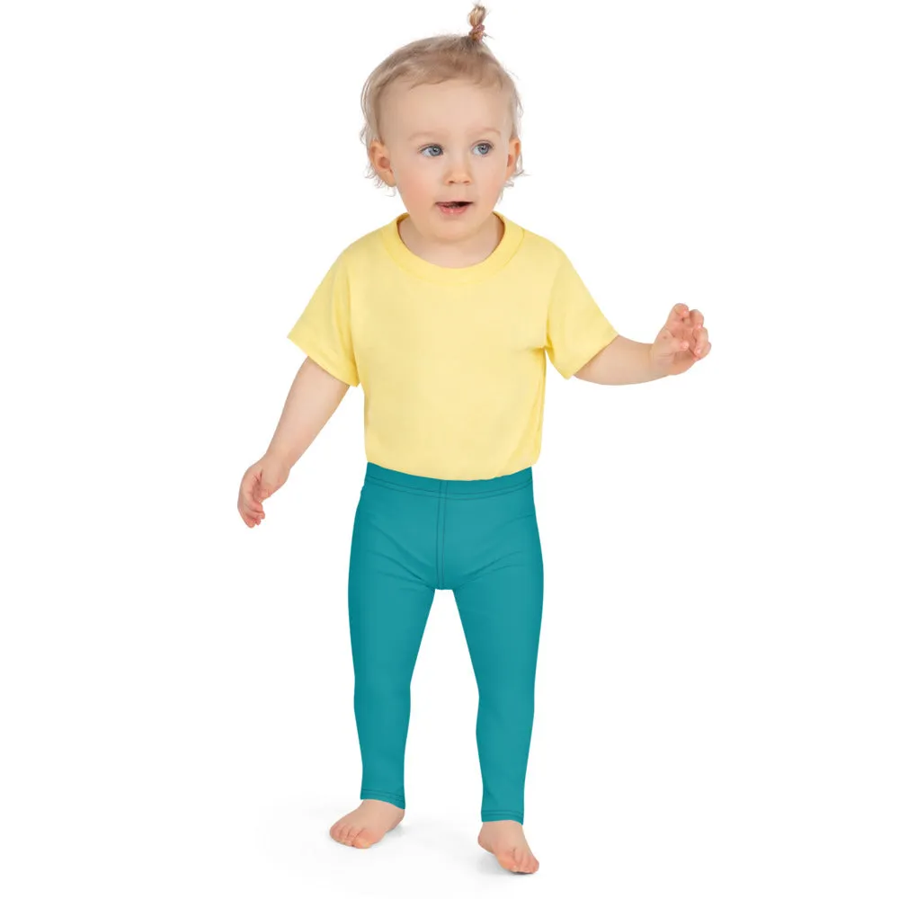 Blue Solid Color Kid's Leggings, Premium Unisex Tights For Boys And Girls-Made in USA/EU/MX