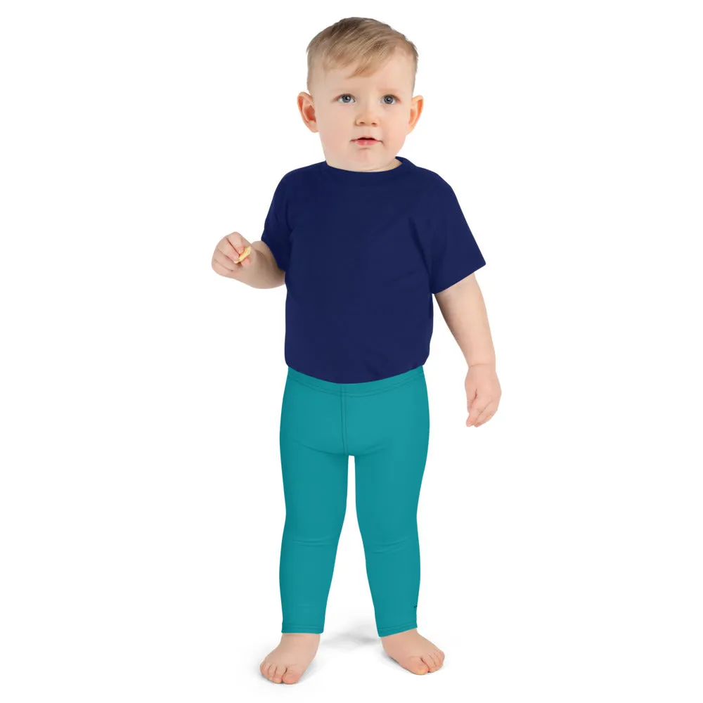 Blue Solid Color Kid's Leggings, Premium Unisex Tights For Boys And Girls-Made in USA/EU/MX