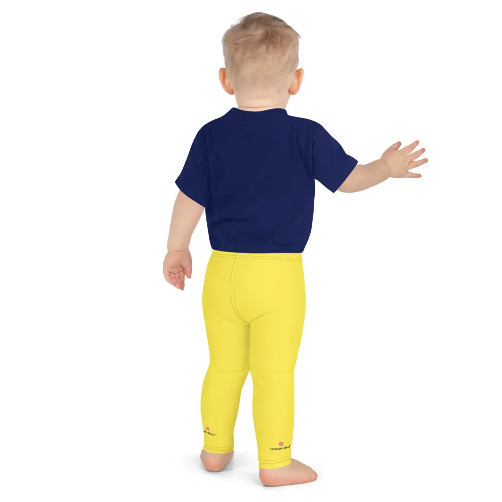 Bright Yellow Kid's Leggings, Premium Unisex Colorful Tights For Boys & Girls-Made in USA/EU