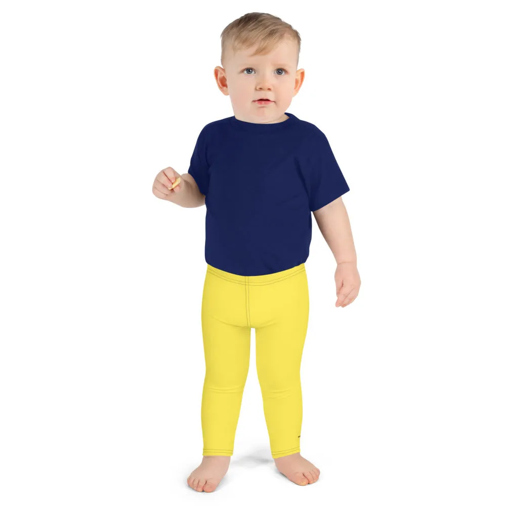 Bright Yellow Kid's Leggings, Premium Unisex Colorful Tights For Boys & Girls-Made in USA/EU
