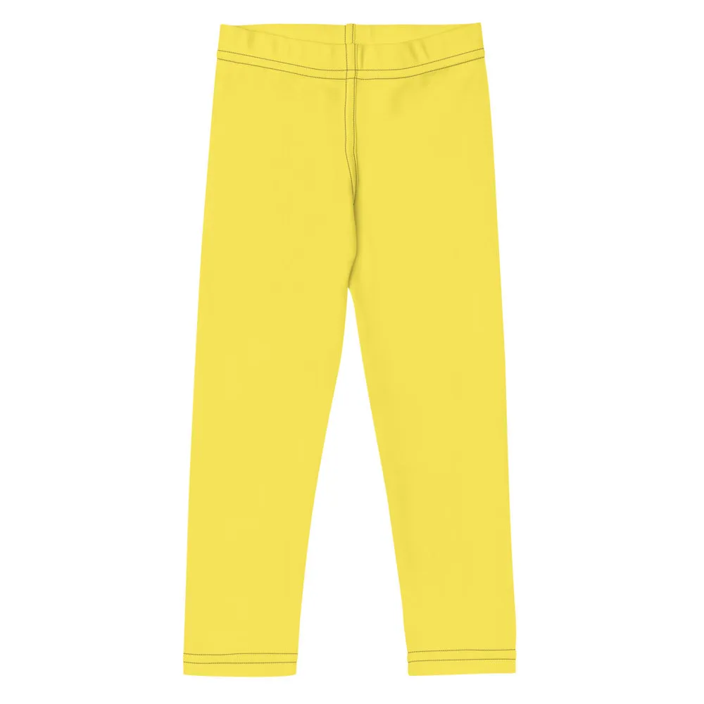 Bright Yellow Kid's Leggings, Premium Unisex Colorful Tights For Boys & Girls-Made in USA/EU
