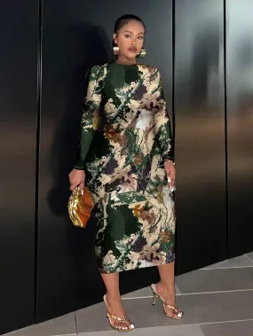 Camo Pattern Long Sleeve Dress Camo Pattern Long Sleeve Dress