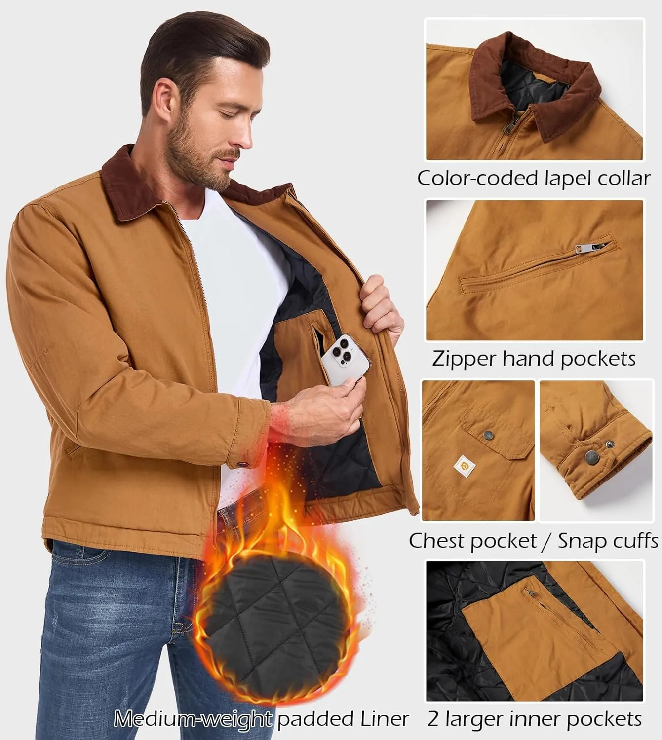CARWORNIC Men's Winter Cotton Jacket