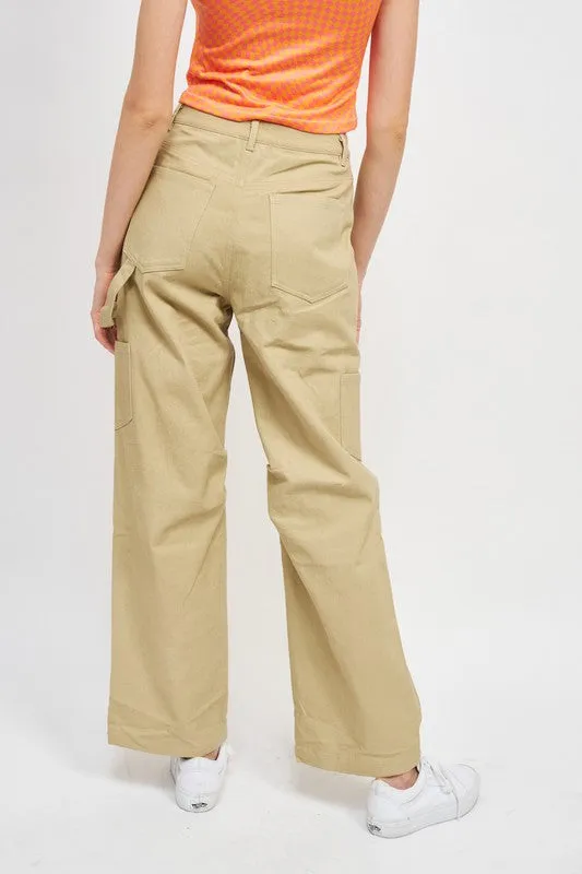 Classic Stylish Casual High Rise Wide-Leg Cargo Pants Denim Jeans
