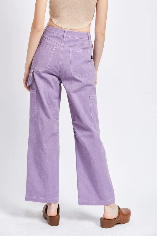 Classic Stylish Casual High Rise Wide-Leg Cargo Pants Denim Jeans