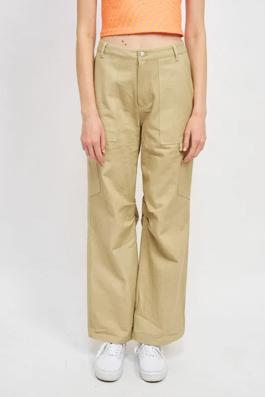 Classic Stylish Casual High Rise Wide-Leg Cargo Pants Denim Jeans