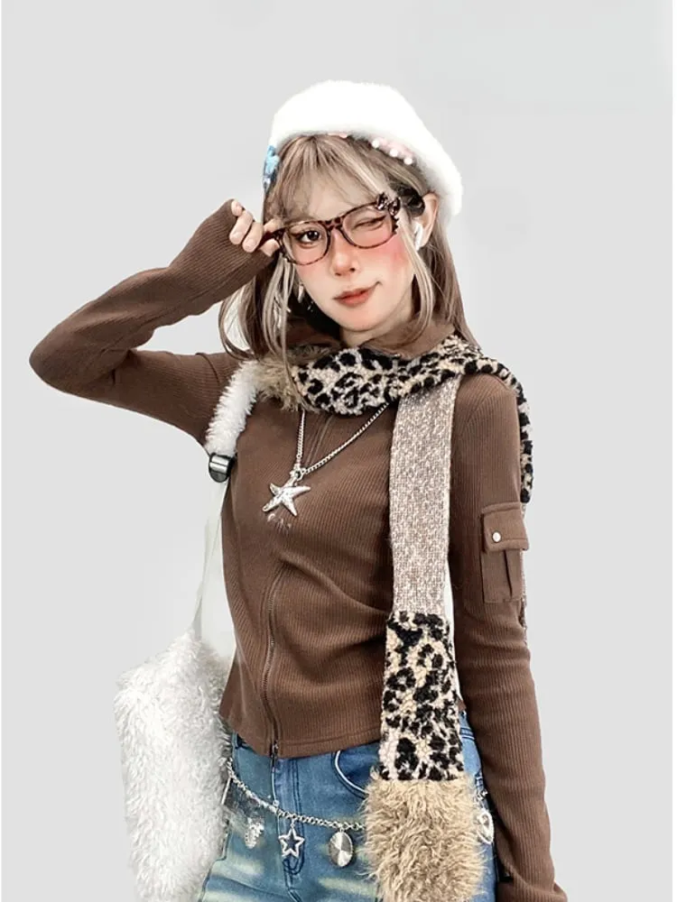 Coffee Slim-fitting Knitted Top