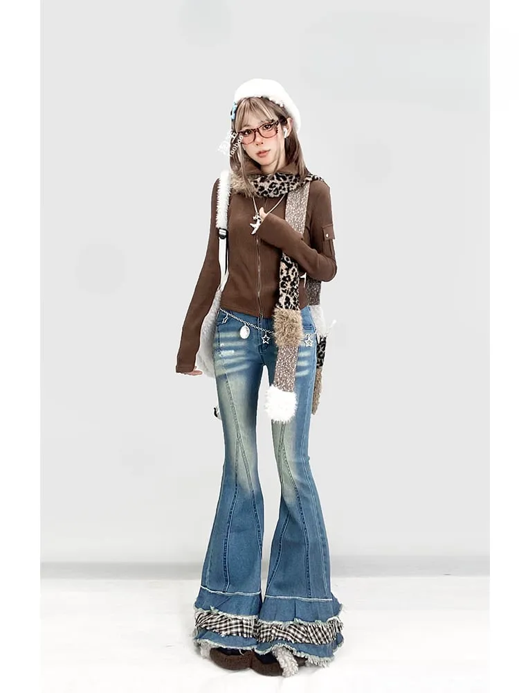 Coffee Slim-fitting Knitted Top