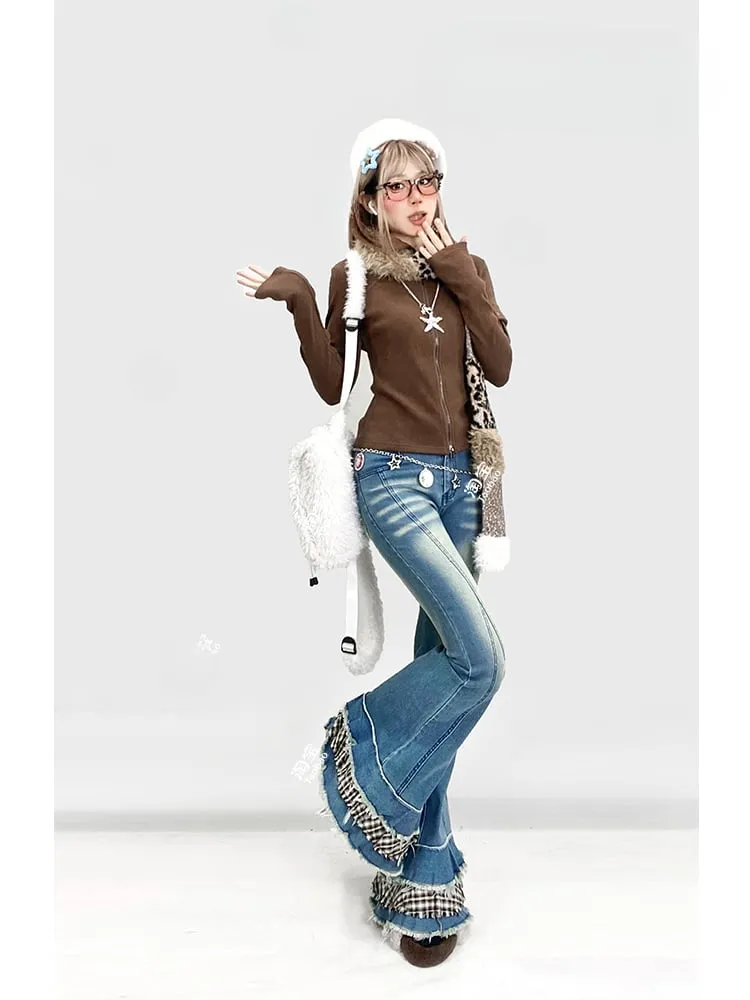 Coffee Slim-fitting Knitted Top
