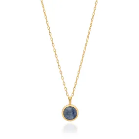 Dumortierite Round Pendant Necklace - Gold - NK10652-GDD