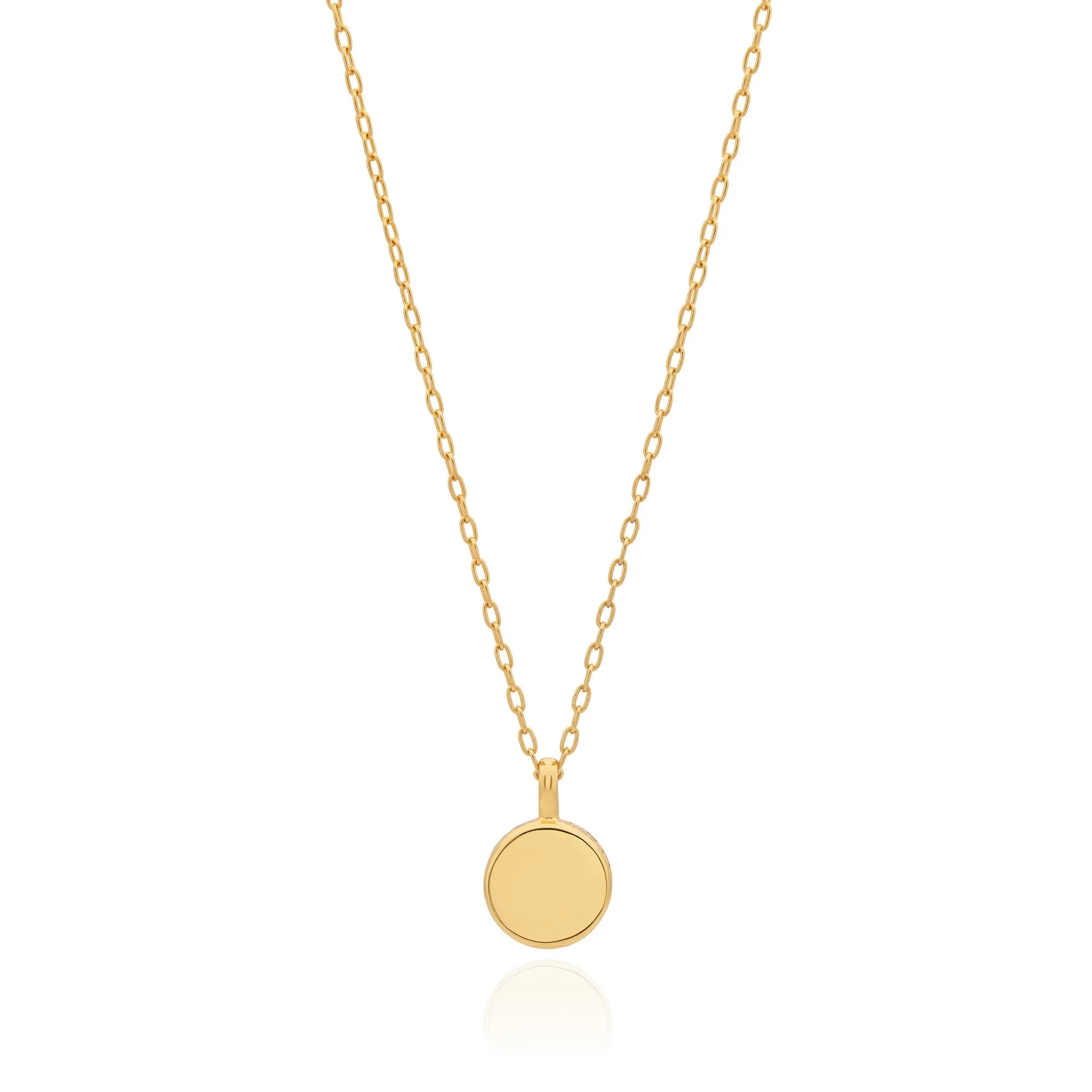 Dumortierite Round Pendant Necklace - Gold - NK10652-GDD