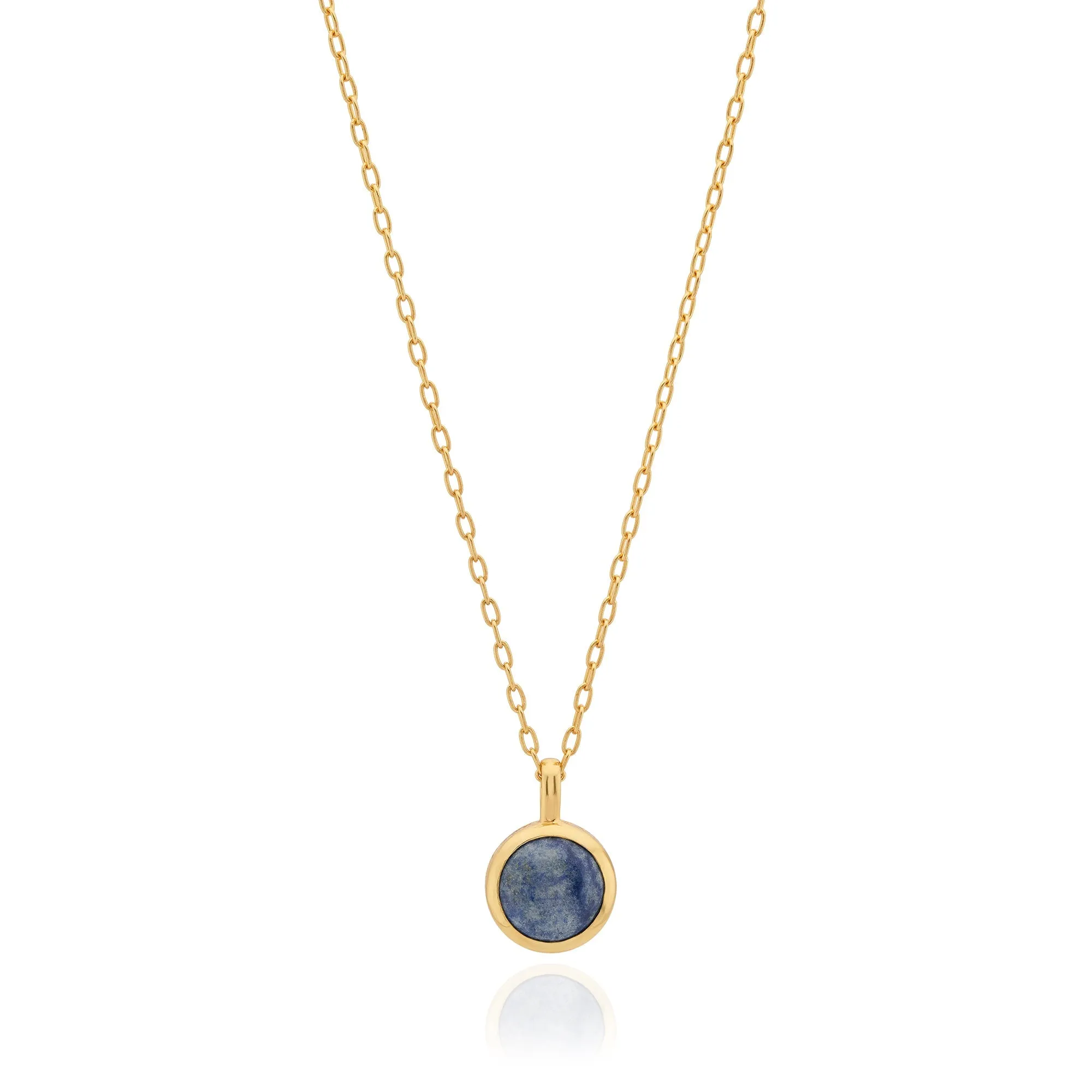 Dumortierite Round Pendant Necklace - Gold - NK10652-GDD