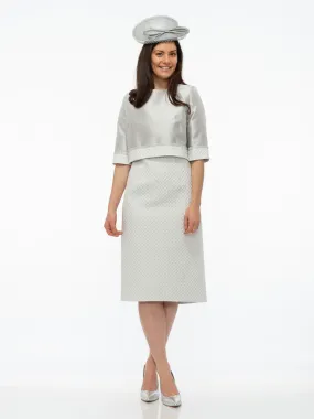 Gabriela Sanchez Silver Embossed Dress With Jacket Gabriela Sanchez Silver Embossed Dress With Jacket