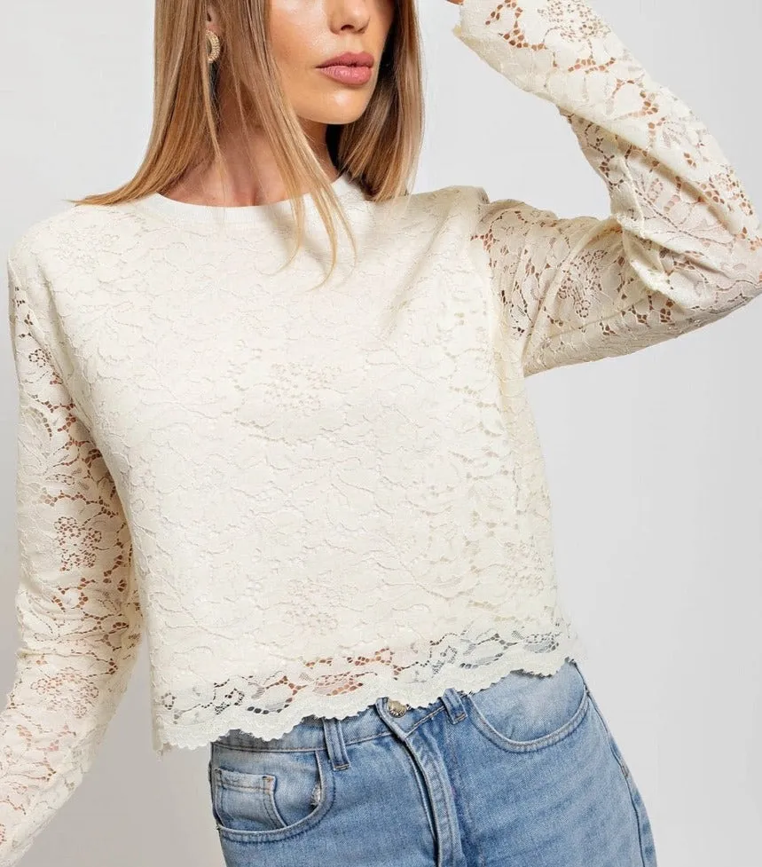 Ivory Double Layered Lace Top