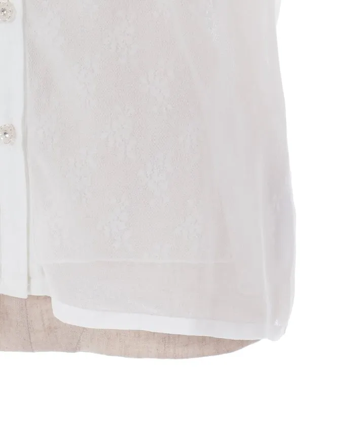 Lace & Chiffon Frill Blouse