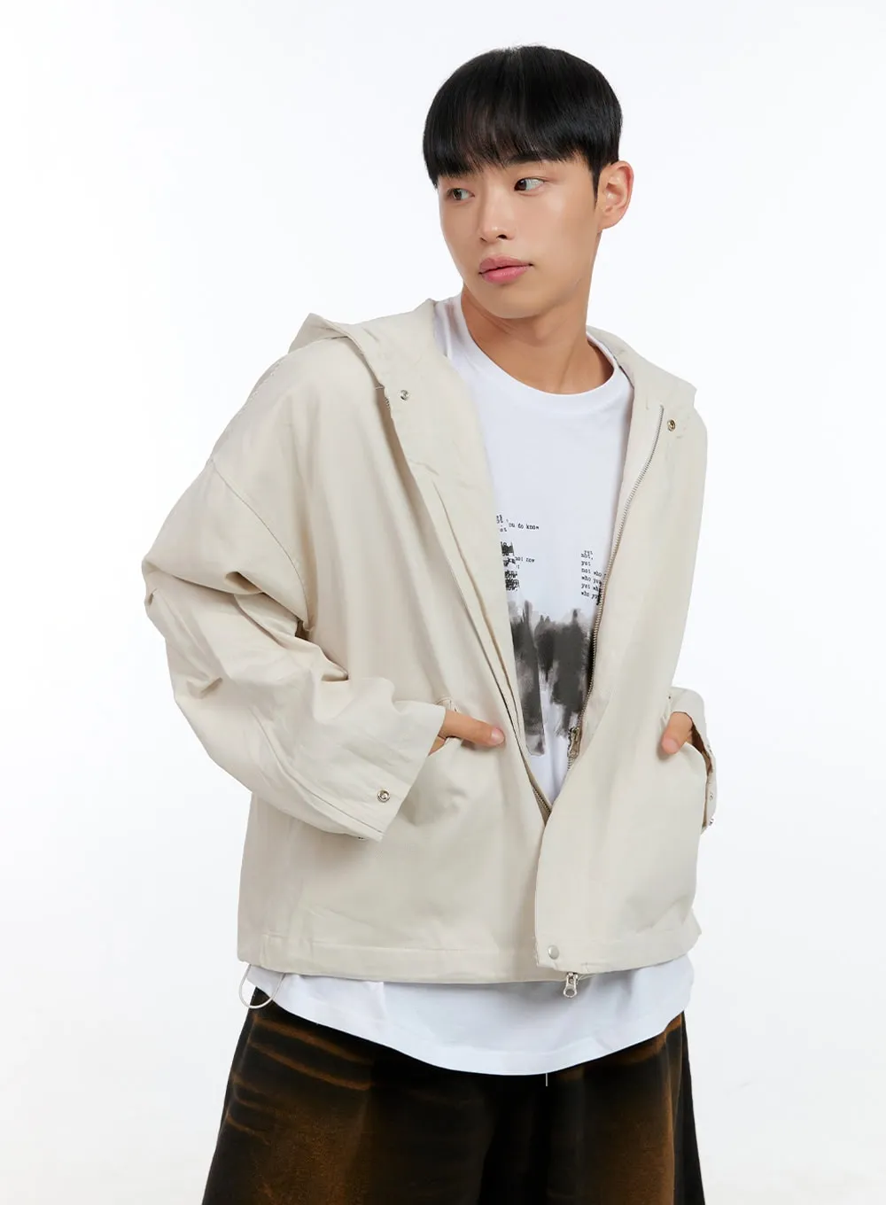 Men's Minimal Hooded Zip-Up Jacket IG416
