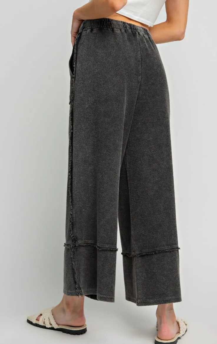 Mineral Washed Terry Knit Palazzo Pants