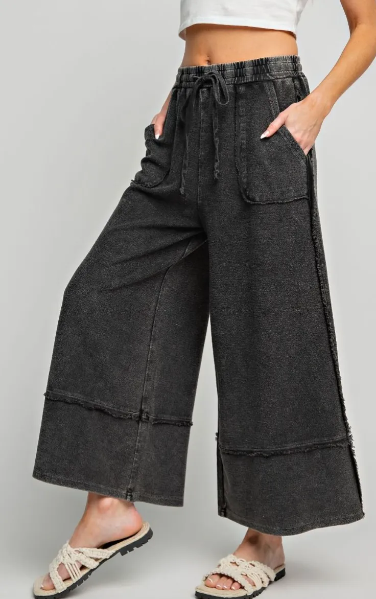 Mineral Washed Terry Knit Palazzo Pants