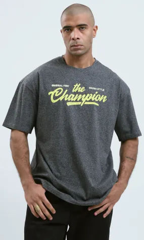 o190737 - Round Neck Heather Dark Grey Slip On Tee o190737 - Round Neck Heather Dark Grey Slip On Tee