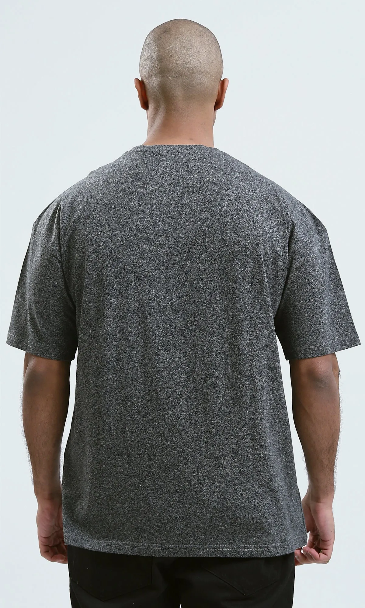 o190737 - Round Neck Heather Dark Grey Slip On Tee