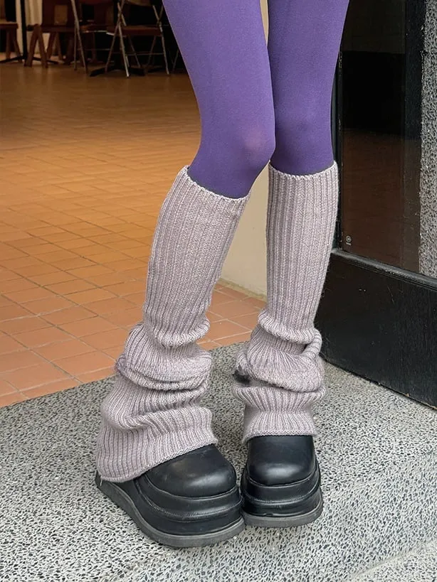 Off-white/Apricot/Red/Coffee/Dusty Purple/Black Knitted Leg Warmers