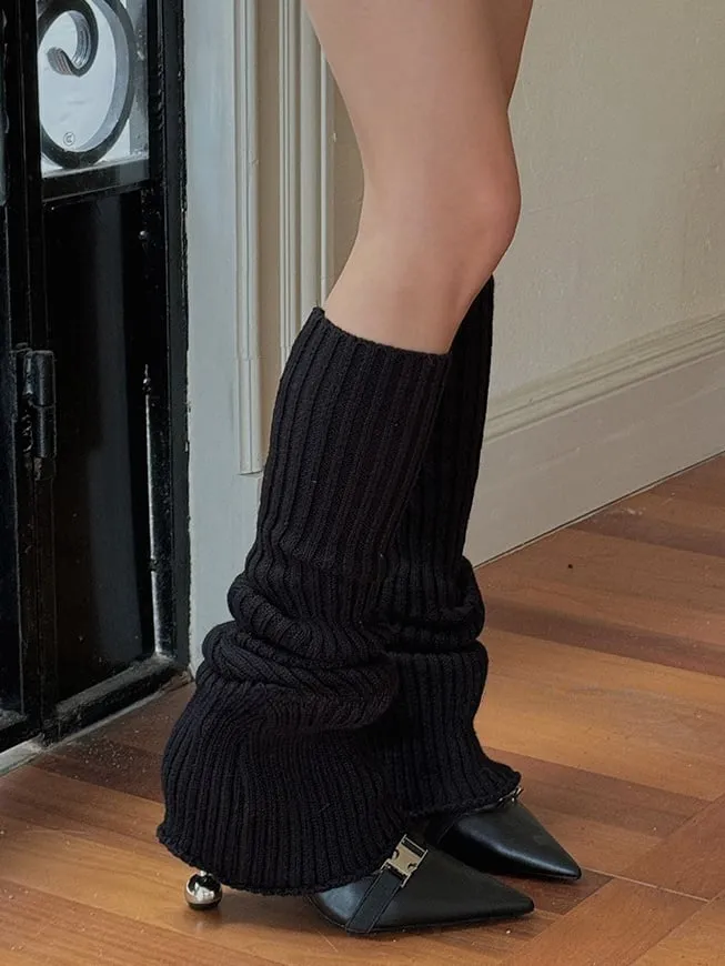 Off-white/Apricot/Red/Coffee/Dusty Purple/Black Knitted Leg Warmers