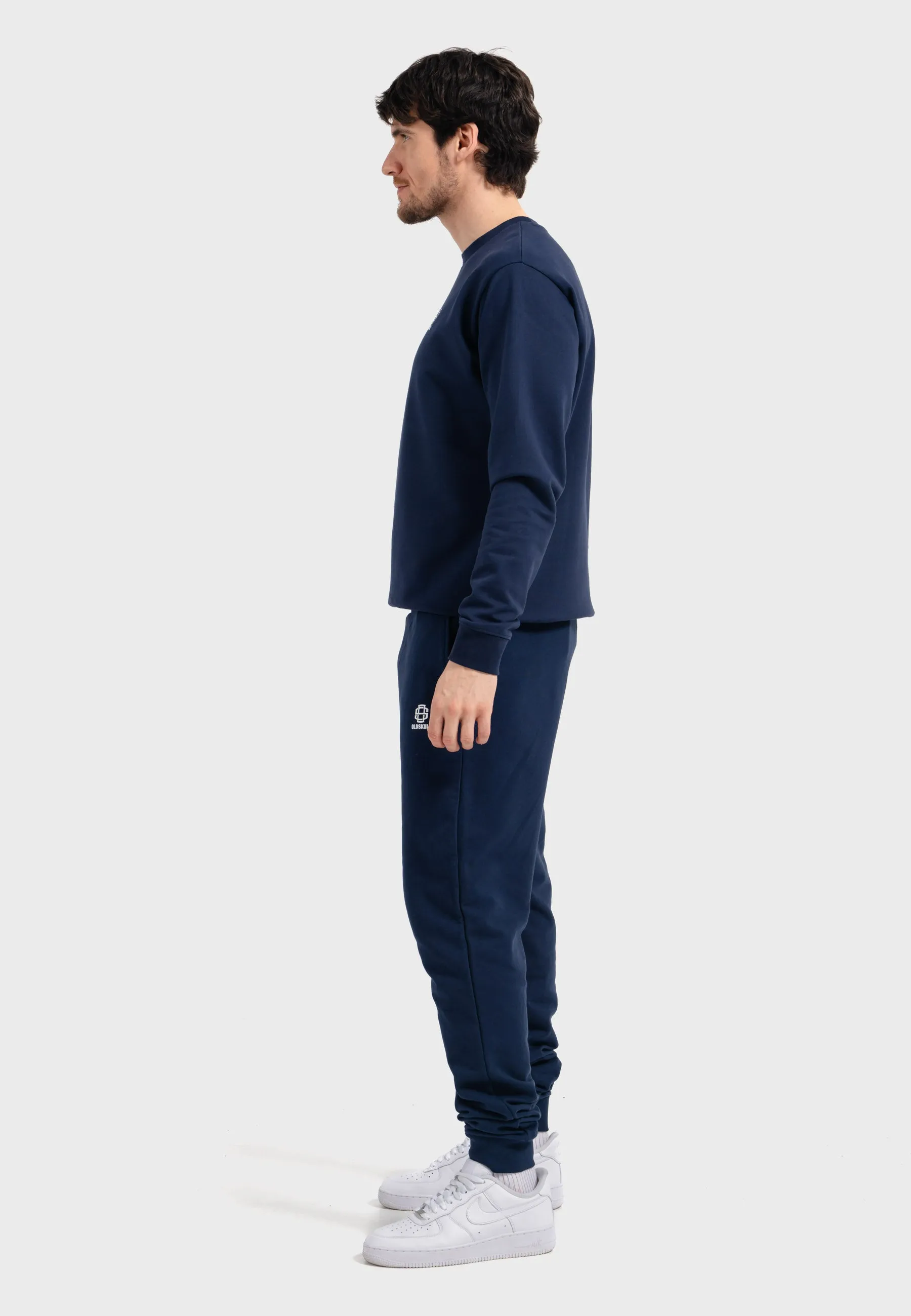 Oldskull Iconic Logo Tracksuit Jogger Sweatshirt Navy Blue