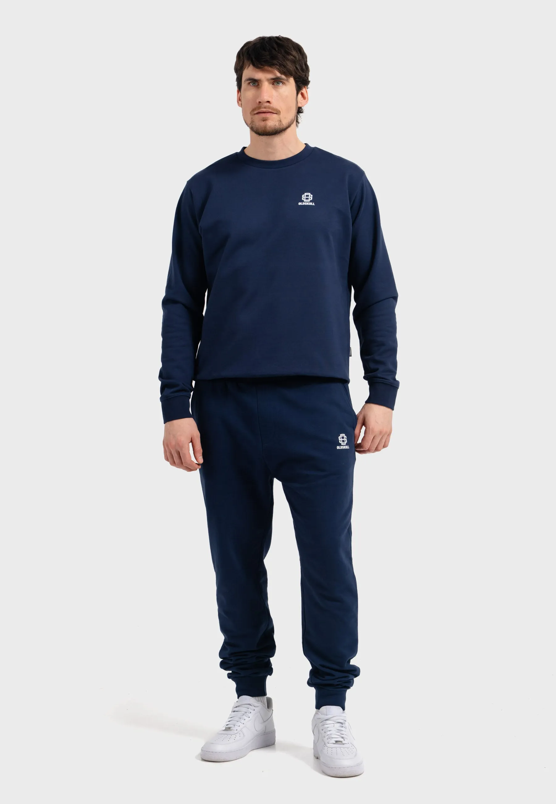 Oldskull Iconic Logo Tracksuit Jogger Sweatshirt Navy Blue