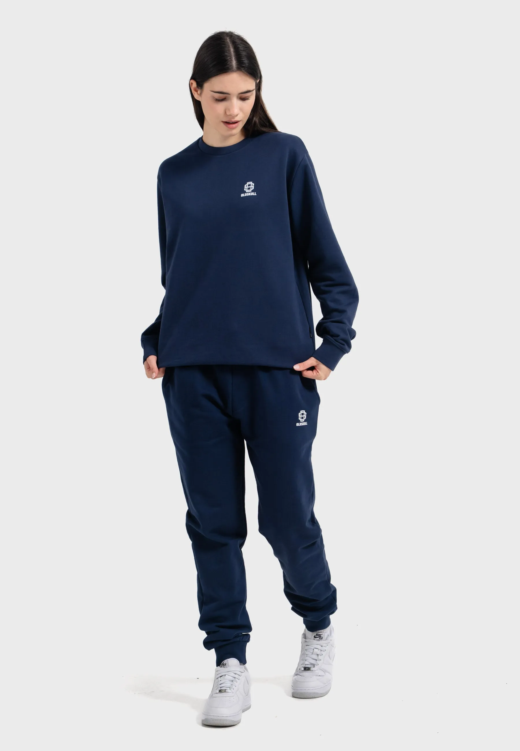 Oldskull Iconic Logo Tracksuit Jogger Sweatshirt Navy Blue