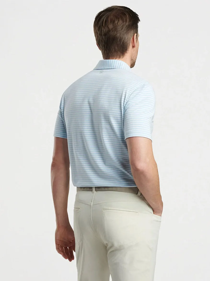 Peter Millar Albatross Stripe Cotton Blend Piqué Polo in Blue Frost