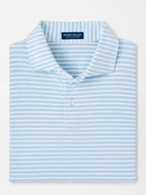Peter Millar Albatross Stripe Cotton Blend Piqué Polo in Blue Frost