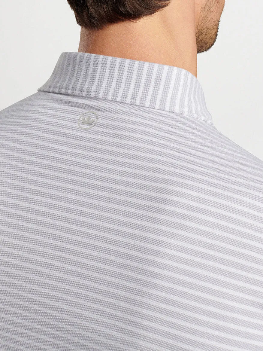 Peter Millar Albatross Stripe Cotton Blend Piqué Polo in Gale Grey