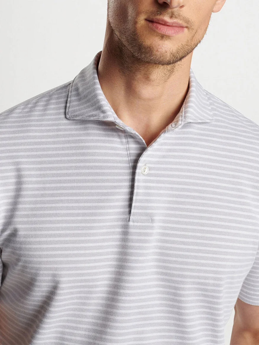 Peter Millar Albatross Stripe Cotton Blend Piqué Polo in Gale Grey
