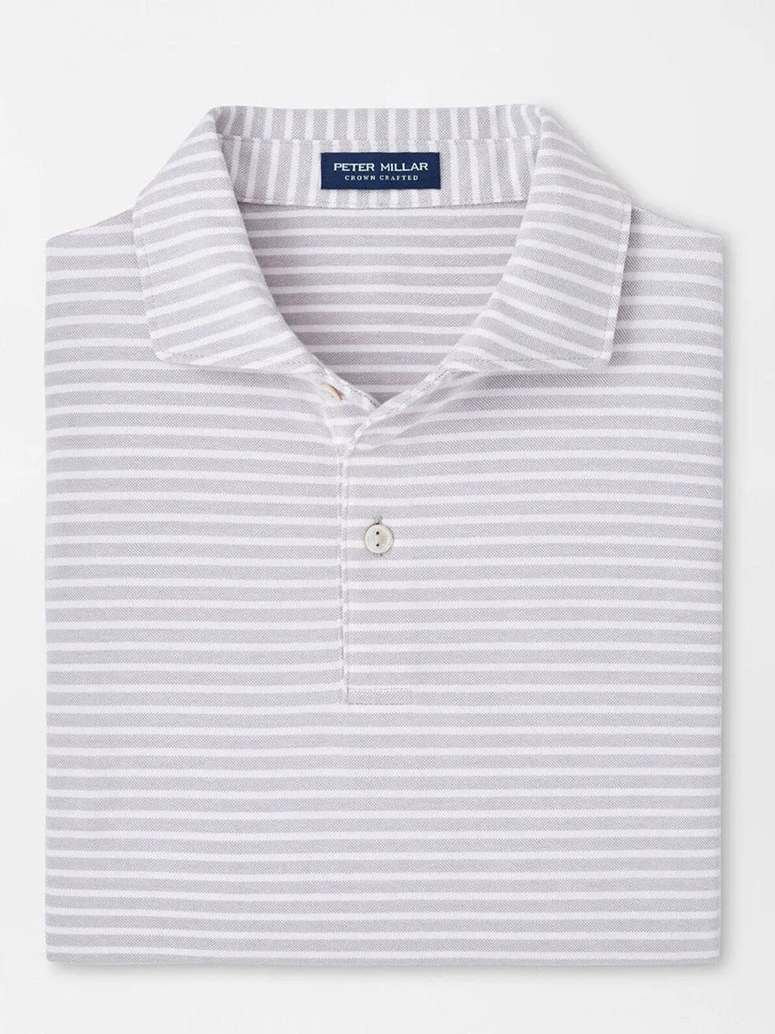 Peter Millar Albatross Stripe Cotton Blend Piqué Polo in Gale Grey