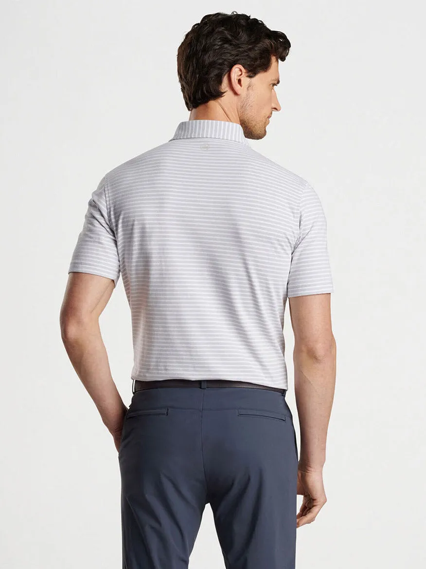 Peter Millar Albatross Stripe Cotton Blend Piqué Polo in Gale Grey