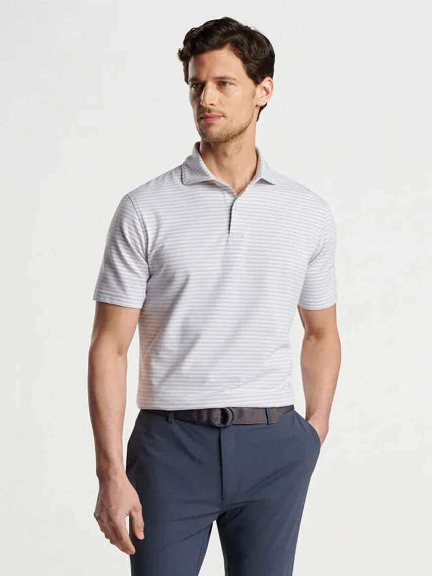 Peter Millar Albatross Stripe Cotton Blend Piqué Polo in Gale Grey