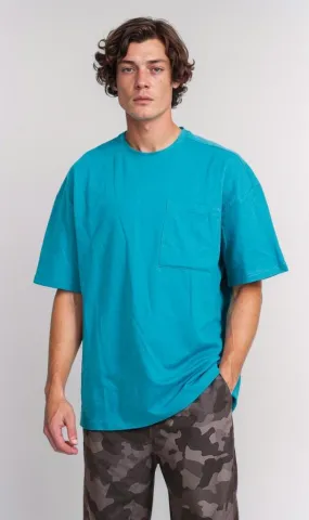 R207838 - Summer Melton Oversized T-Shirt - Teal Blue R207838 - Summer Melton Oversized T-Shirt - Teal Blue