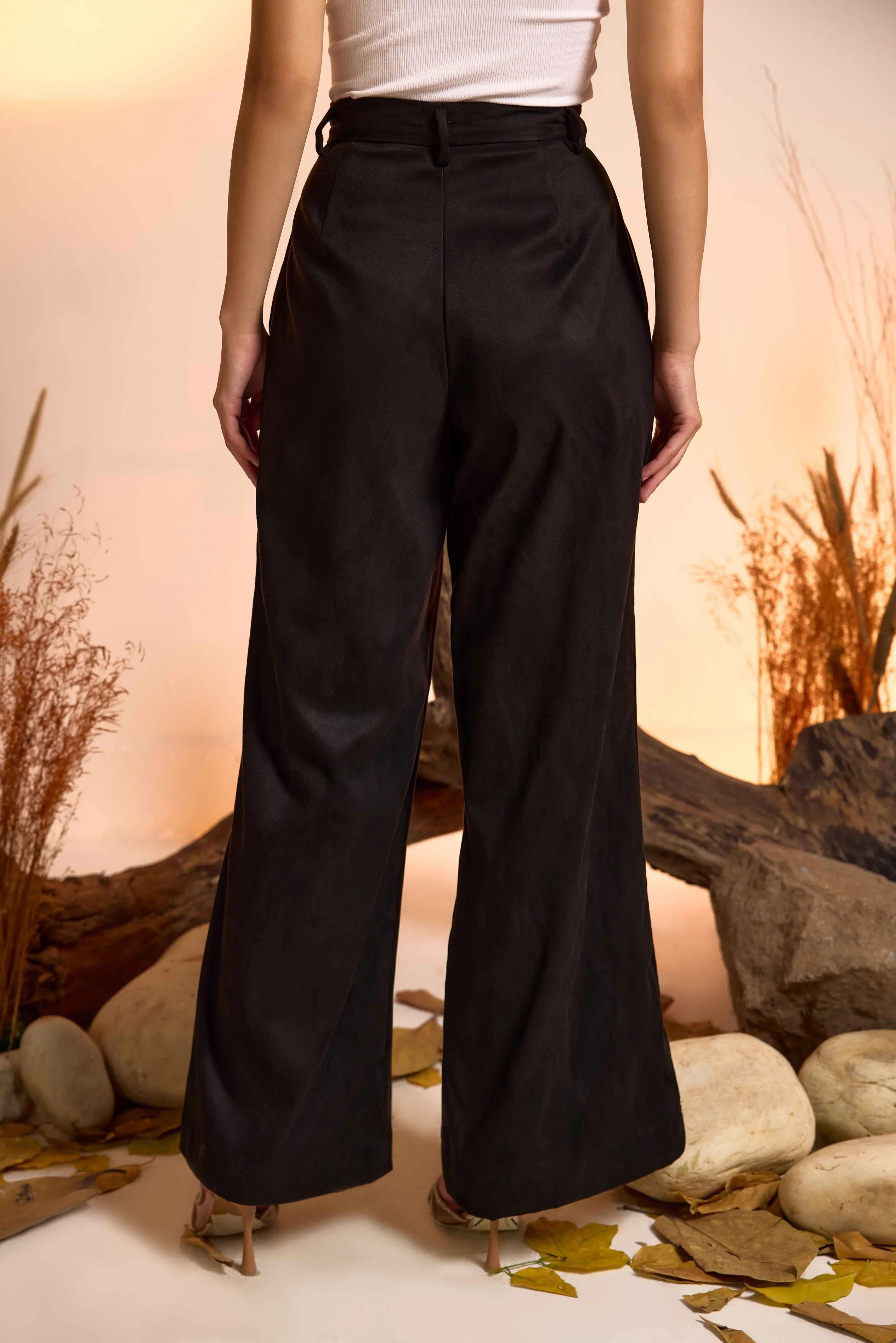 Rhinestone Bow Detailed Suede Jacket & Pant Set