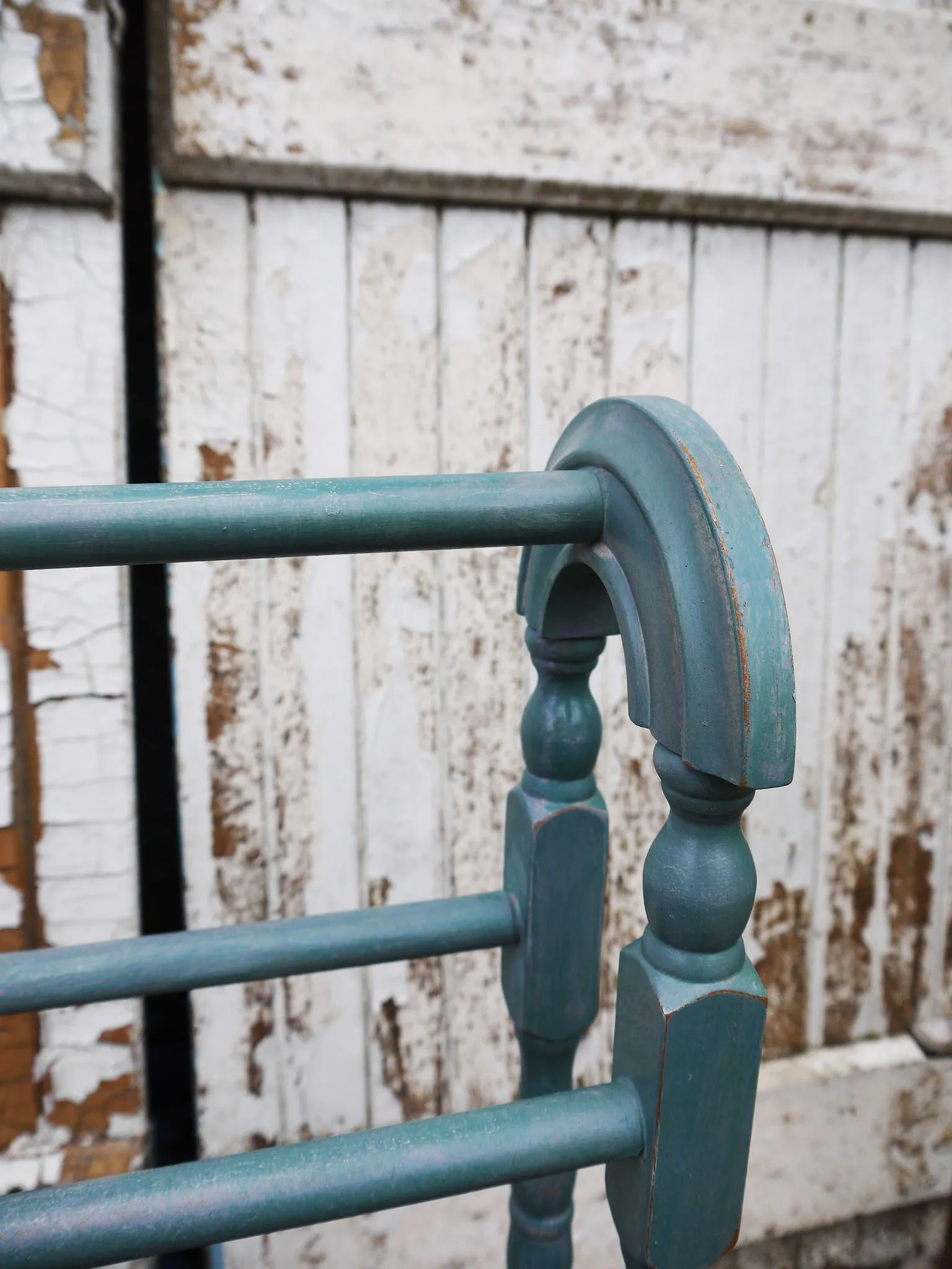 Shabby Chic Vintage towel rail drying rack hand painted in Miss Mustard Seed milk paint