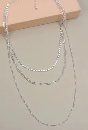 Silver Luxe Layers Multi-Chain Necklace