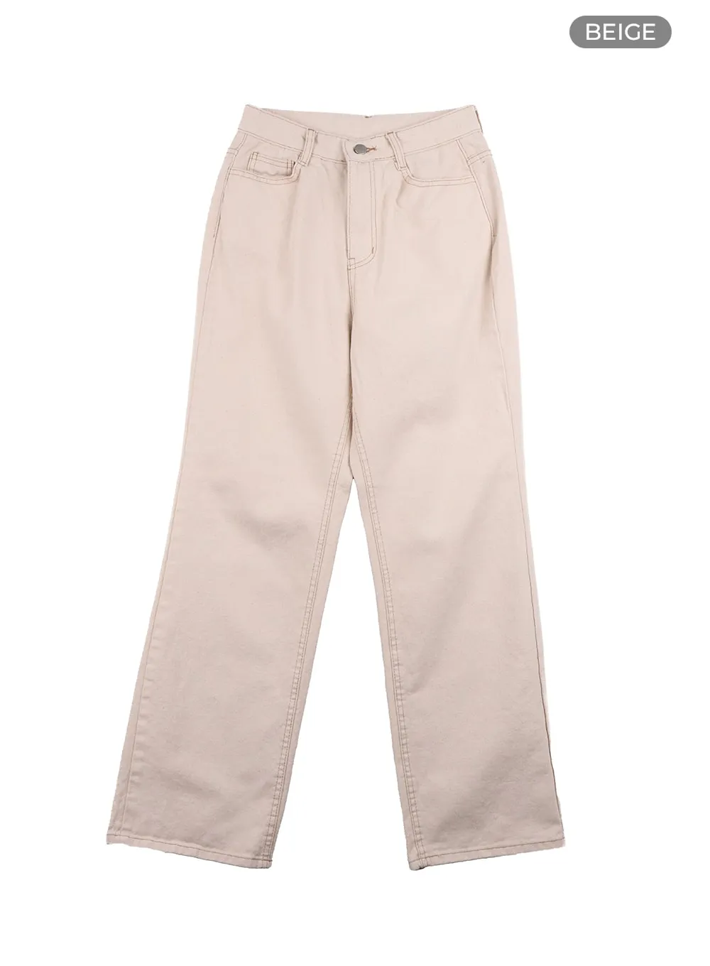 Solid Cotton Straight Pants OA429
