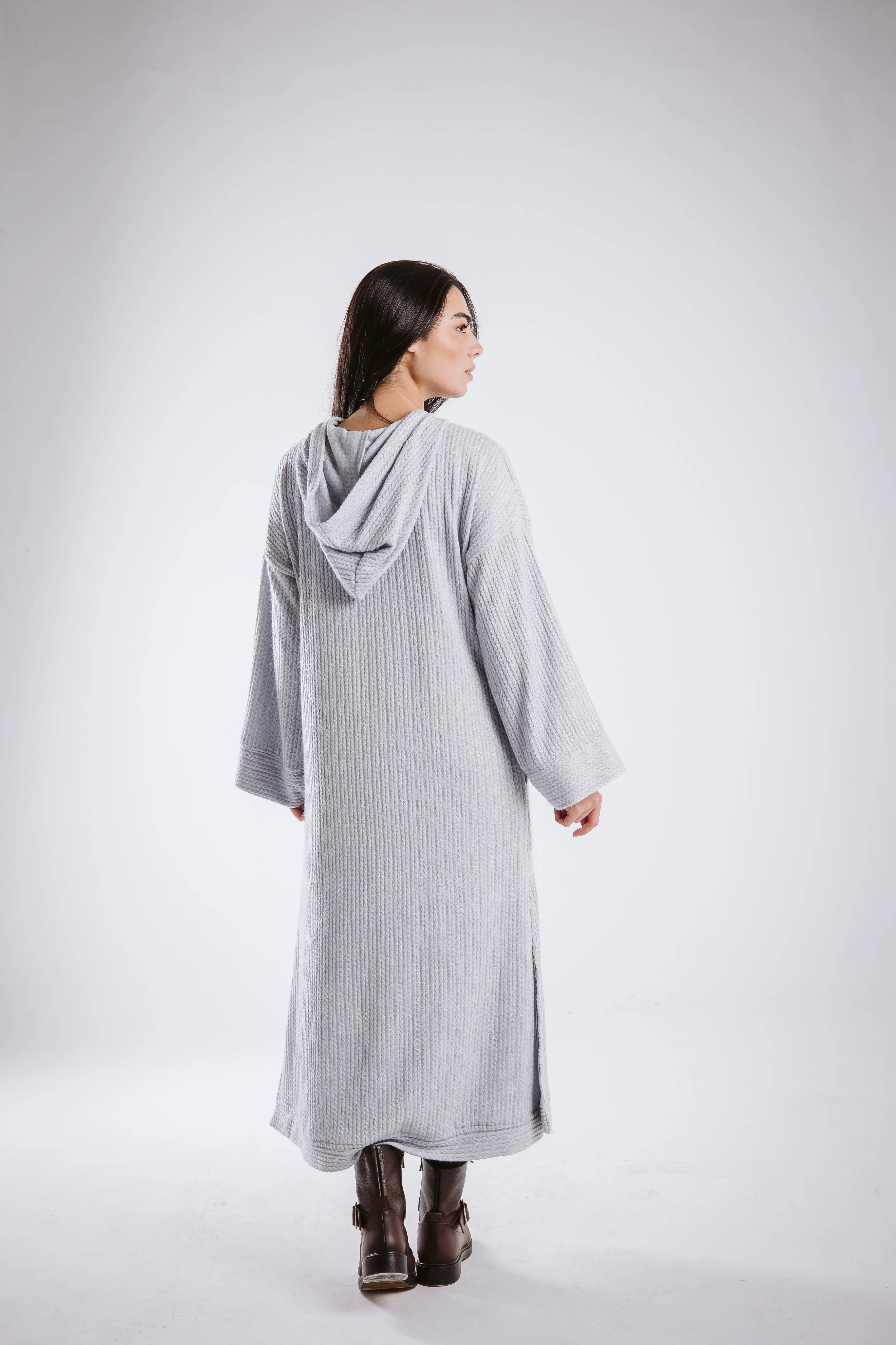 The knitted hoodie dress