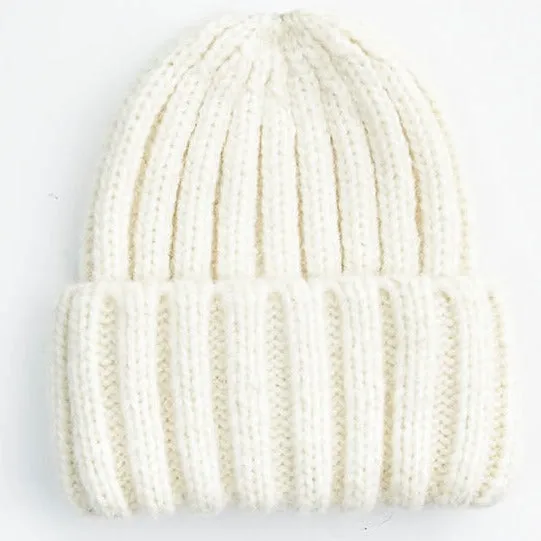 Thick Cuff Ribbed Wool Beanie
