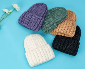 Thick Cuff Ribbed Wool Beanie